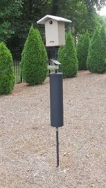 Blue bird house with stand