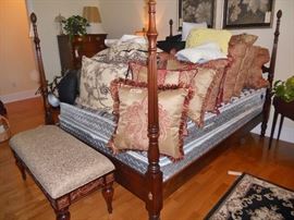 Queen size Statton bed and upholstered top bench