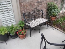 Patio furniture, plants and planters