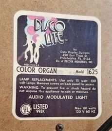 Disco Lite Color Organ model 1625