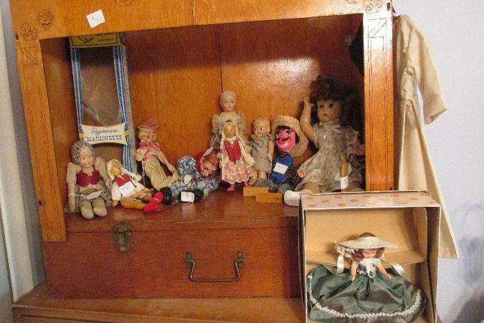 antique puppet show display
