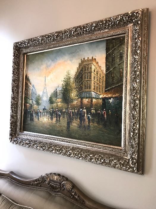 OIL ON CANVAS PAINTING OF PARIS