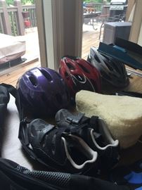bicycle helmets, gloves, seat & shoes (size 10 ladies)