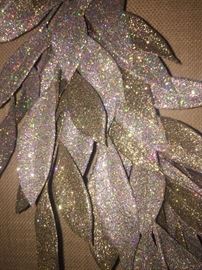 *NEW WITH TAGS* BEAUTIFUL GOLD AND SILVER GLITTER YEAR-ROUND WREATH: Barney's. Diameter is 22" from widest leaf. Excellent, new condition.