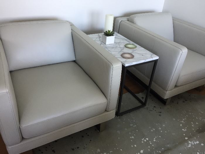 CLASSIC LEATHER SILVER CLUB/LOUNGE CHAIRS: Gorgeous, the MOST comfortable, sleek and chic, timeless. Dimensions: Height: 28". Width: 32". Depth: 41". Buy one or all. Excellent, pristine, clean condition. From the New York City Design Center. This ones a no brainer! Same or next day delivery.