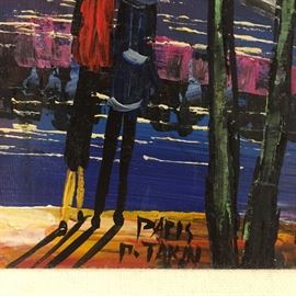 ORIGINAL, SIGNED OIL ON CANVAS PAINTING OF PARIS: Dimensions including frame: Length: 16". Width: 14". Excellent condition.