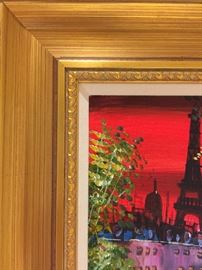 ORIGINAL, SIGNED OIL ON CANVAS PAINTING OF PARIS: Dimensions including frame: Length: 16". Width: 14". Excellent condition.