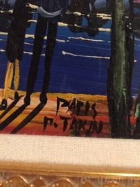 ORIGINAL, SIGNED OIL ON CANVAS PAINTING OF PARIS: Dimensions including frame: Length: 16". Width: 14". Excellent condition.