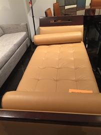 LEATHER CHAISE LOUNGER/BENCH/DAYBED: Excellent condition. Tan. Length: 78". Width: 33"