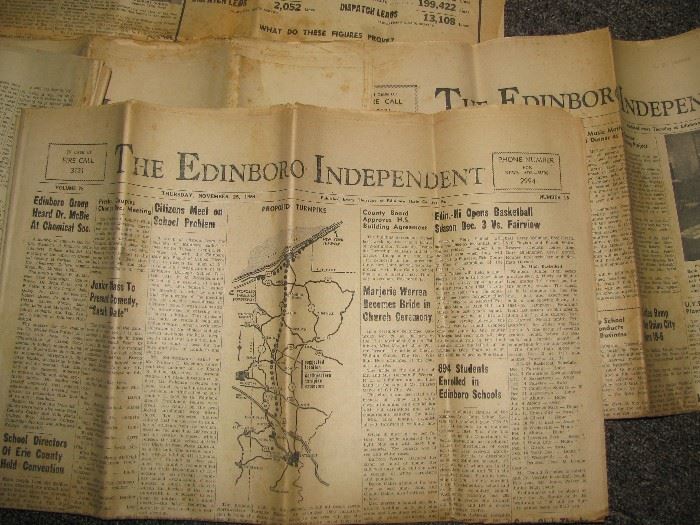 Edinboro newspapers from the 1950's