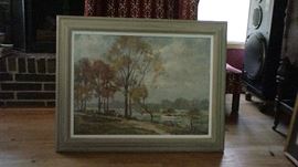 Earl North Haskins signed original painting  "The Maumee at Otsego"