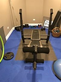 Available to show in Clarendon Hills during sale hours or text for presale apptmt. 630-697-2138
s.a. gear weight bench and cast iron weights. 
Weight bar
Tsa weights
(4) 2.5 lbs
(6) 5lbs.
(6) 10lbs.
(2) 25lbs.
150 lbs. total