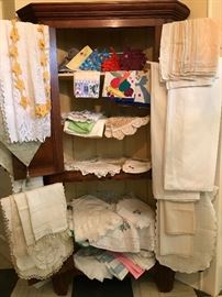 Vintage Fine Linens! Tea stained & regular. Many from Ireland, Switzerland, etc.
Priced to walk out the door! 