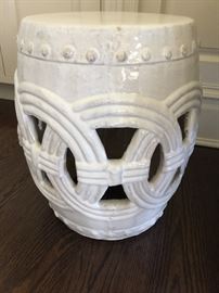 7. White Ceramic Garden Stool (18'' x 15'')