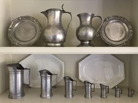 58. Vintage Pewter Belgian Pitcher                                        58. Pair of Vintage Pewter Belgian Mugs