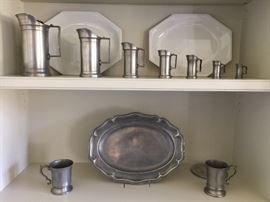 58. Vintage Pewter Belgian Platter                                           58. Set of Seven Vintage Belgian Graduated Pewter Measures
