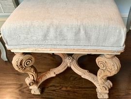 51. Antique French Bleached Oak Stool (18'' x 18'' x 19'')