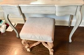 51. Antique French Bleached Oak Stool (18'' x 18'' x 19'')