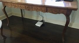 47. European 1940's Handcarved Table w/ 1 Drawer 