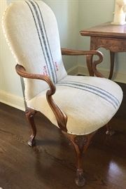 48. English Crooks Armchair Upholstered in Linen Flour Sack Material