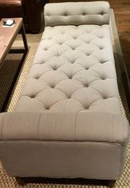 61. Restoration Hardware Tufted Linen Covered Bench (74'' x 28'' x 23'')