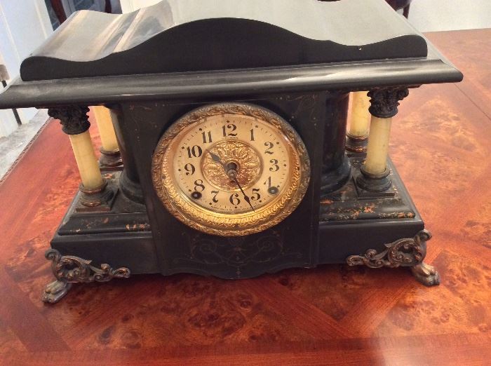 Seth Thomas Adamantine Mantel Clock. 11 Jewel, 6 Size. 