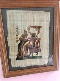 One of 3 framed Egyptian papyrus