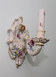 Capodimonte sconce, 1 of matching set of 2