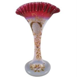 Victorian Cranberry Glass Fan Vase