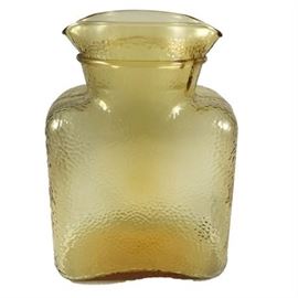 Blenko Art Glass Dimpled Amber Glass Pitcher