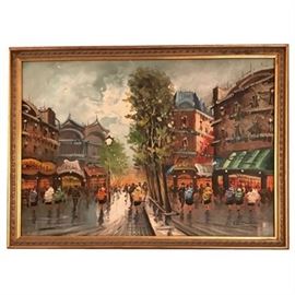 Mid Century Modern A. Surti Original European City Scape