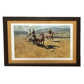 James Reynolds Signed "The Supply Wagon" Franklin Mint American Gallery of Art