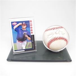 Jaret Wright "Rookie" Cleveland Indians Card and Signed Baseball