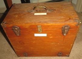 Antique wooden Fishing Tackle Box
