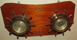 Vintage U.S. Navy Wind Up Chiming Clock and Weather Station