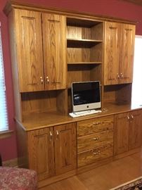 Two matching oak cabinet
