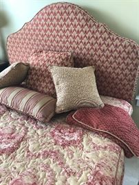 Custom Upholstered Full Headboard with added, matching, Linen Accessories