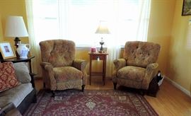 PAIR OF LANE UPHOLSTERED RECLINERS