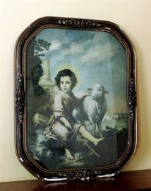 ANTIQUE PRINT WITH GOLD GUILT FRAME AND ORIGINAL GLASS