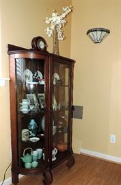 ANTIQUE CURVED SIDES GLASS CHINA CABINET