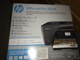 Wireless All in one HP printer. Less than a year old. Also has several ink cartridges and all the wires. Works with mobile devices like iPads.