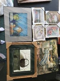 Assorted artwork (including some needle points).