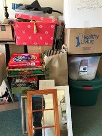 Various games, wall decoration, and Christmas decorations.