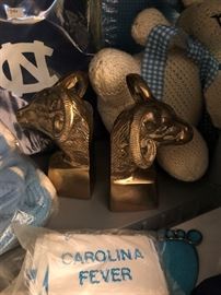 Brass Rams Head Bookends