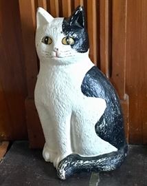 Vintage German Heavy Hand-Painted Black and White Cat Cast Iron Doorstop