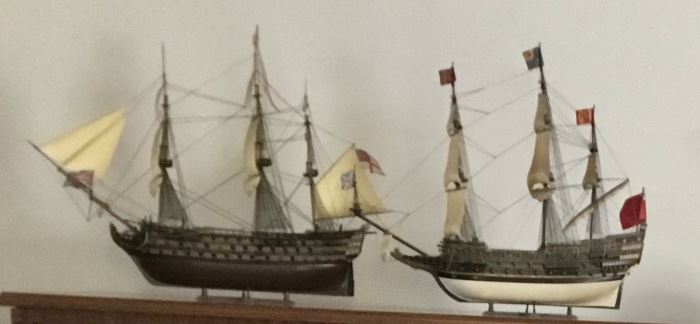 Fully Assembled Vintage Model Sailing Ships 