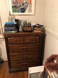 Dresser, Books, Picture Frames