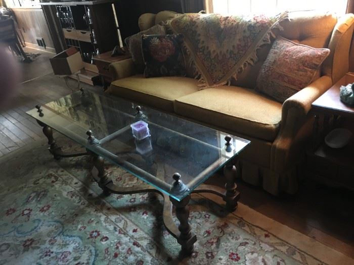 Very Heavy Mid-Century Glass Top Coffee Table.  Going out the door Sunday!