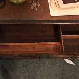 Inside drawer detail of antique desk