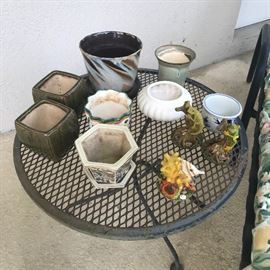 Outdoor Metal Table and Planters